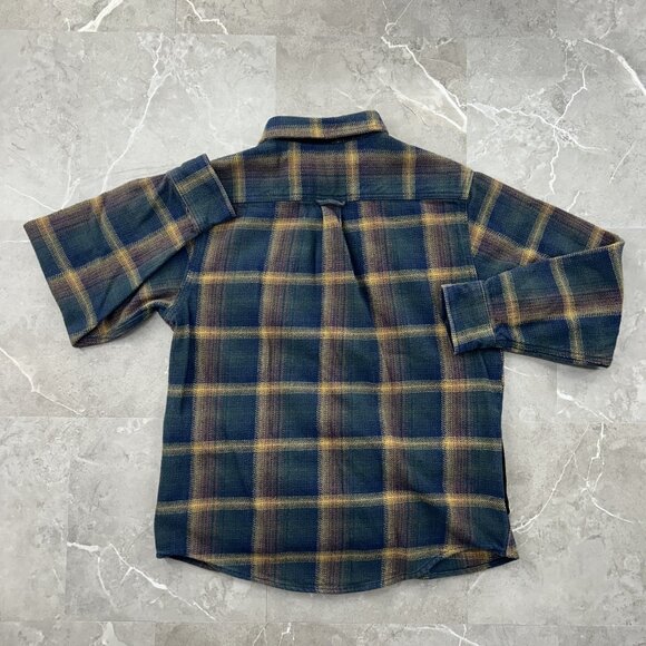 Orvis Shirt Mens Medium Blue Green Plaid Flannel Heavyweight Button Up Pockets - Picture 2 of 9